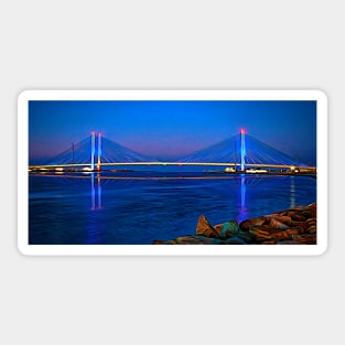 Indian River Bridge Twilight Panorama Expressionism Sticker